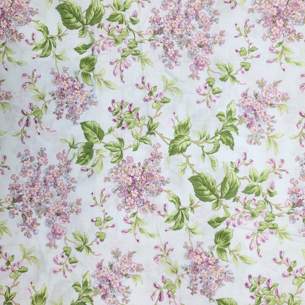 1yd 43"W Maywood Studio Sugar Lilac Floral Cotton Fabric Purple Green Botanical